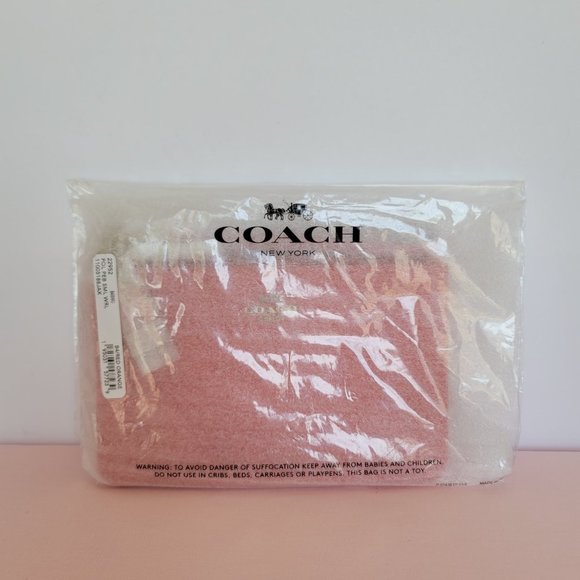 COACH Small Wristlet in Polished Pebbled Leather -Red Orange - Picture 15 of 16